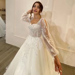 Eightree White Wedding Dresses Sweetheart Appliques Bridal Dress 2022 Puff Sleeve Tulle A-Line Princess Wedding Gowns Customized