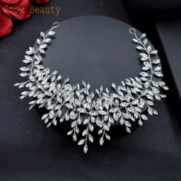 A422 Silver Bridal Hair Piece Shinny Wedding Headbands Tiaras Handmade Wedding Hair Accessories Head Jewelry Bride Headwear