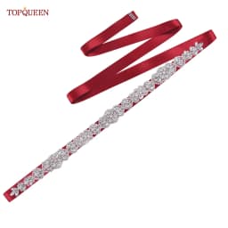 TOPQUEEN S75 Bridal Wedding Dress Belt Silver Rhinestones Crystal Elegant Luxury Handmade Beaded Bridesmaid Women Dresses Belt