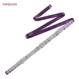 TOPQUEEN S75 Bridal Wedding Dress Belt Silver Rhinestones Crystal Elegant Luxury Handmade Beaded Bridesmaid Women Dresses Belt