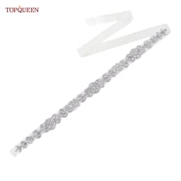 TOPQUEEN S75 Bridal Wedding Dress Belt Silver Rhinestones Crystal Elegant Luxury Handmade Beaded Bridesmaid Women Dresses Belt