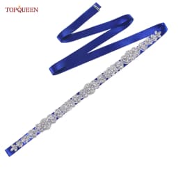 TOPQUEEN S75 Bridal Wedding Dress Belt Silver Rhinestones Crystal Elegant Luxury Handmade Beaded Bridesmaid Women Dresses Belt