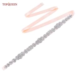 TOPQUEEN S75 Bridal Wedding Dress Belt Silver Rhinestones Crystal Elegant Luxury Handmade Beaded Bridesmaid Women Dresses Belt