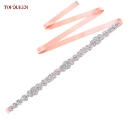 TOPQUEEN S75 Bridal Wedding Dress Belt Silver Rhinestones Crystal Elegant Luxury Handmade Beaded Bridesmaid Women Dresses Belt
