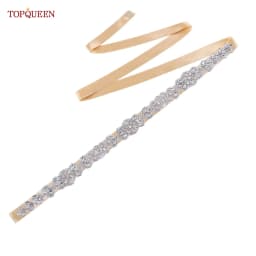 TOPQUEEN S75 Bridal Wedding Dress Belt Silver Rhinestones Crystal Elegant Luxury Handmade Beaded Bridesmaid Women Dresses Belt