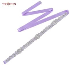 TOPQUEEN S75 Bridal Wedding Dress Belt Silver Rhinestones Crystal Elegant Luxury Handmade Beaded Bridesmaid Women Dresses Belt