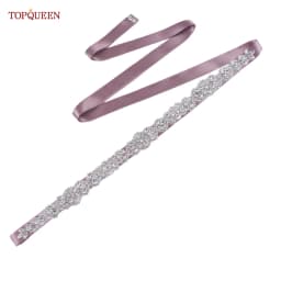 TOPQUEEN S75 Bridal Wedding Dress Belt Silver Rhinestones Crystal Elegant Luxury Handmade Beaded Bridesmaid Women Dresses Belt