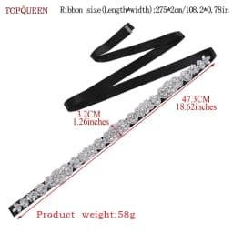 TOPQUEEN S75 Bridal Wedding Dress Belt Silver Rhinestones Crystal Elegant Luxury Handmade Beaded Bridesmaid Women Dresses Belt