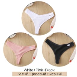 3Pcs/Set Women Cotton Thongs Panties Sexy Low Waist G-String Briefs Ladies Brazilian Lingerie Girls Breathable Intimates Bikini