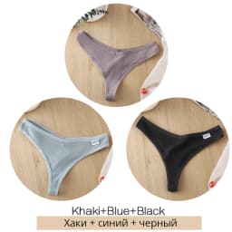 3Pcs/Set Women Cotton Thongs Panties Sexy Low Waist G-String Briefs Ladies Brazilian Lingerie Girls Breathable Intimates Bikini