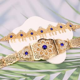 Morocco Caftan Wedding Belts Gold Plated Luxury Wedding Jewelry Set for Bridal Muslim Arabic Bridal Dress Chain Bride Accessory