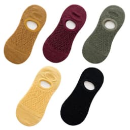 Qisin 5Pairs Women Silicone non-slip invisible Socks Summer Solid Color Mesh Ankle Boat Cotton Slipper No show Female Socks