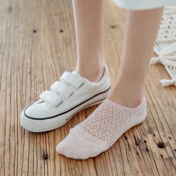 Qisin 5Pairs Women Silicone non-slip invisible Socks Summer Solid Color Mesh Ankle Boat Cotton Slipper No show Female Socks