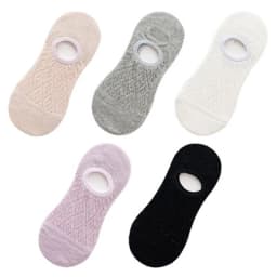 Qisin 5Pairs Women Silicone non-slip invisible Socks Summer Solid Color Mesh Ankle Boat Cotton Slipper No show Female Socks