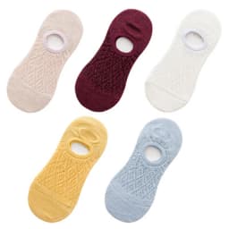Qisin 5Pairs Women Silicone non-slip invisible Socks Summer Solid Color Mesh Ankle Boat Cotton Slipper No show Female Socks