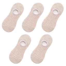 Qisin 5Pairs Women Silicone non-slip invisible Socks Summer Solid Color Mesh Ankle Boat Cotton Slipper No show Female Socks