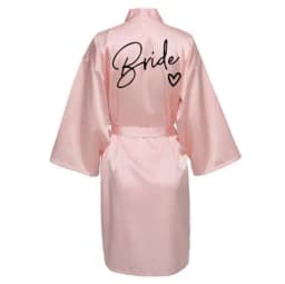 Wedding Party Team Bride Robe With Black Letters Kimono Satin Pajamas Bridesmaid Bathrobe SP003