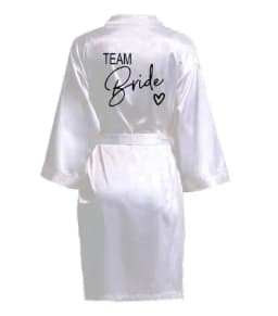 Wedding Party Team Bride Robe With Black Letters Kimono Satin Pajamas Bridesmaid Bathrobe SP003