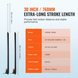 SucceBuy 2PCS 12V Linear Actuator 1000N 30inch Electric Linear Motor Controller IP54 Protection for Home TV Table Sofa Lifting