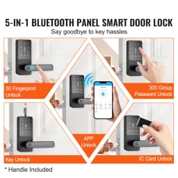 SucceBuy Smart Lock 5 in 1 Smart Door Knob Fingerprint Deadbolt with App Control Bluetooth Smart Lock Keyless Entry Door Lock