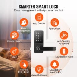 SucceBuy Smart Lock 5 in 1 Smart Door Knob Fingerprint Deadbolt with App Control Bluetooth Smart Lock Keyless Entry Door Lock