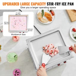 SucceBuy Fried Ice Cream Roll Machin Stainless Steel Rolled Ice Cream Maker with Compressor for Making Ice Cream Frozen Yogurt