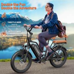 Kickwey LD20 Dual Seat Commuter Adult Electric Bike 1500w 32MPH 48V20ah Mountain Electric Bicycle 20 Inch Fat Tire Motorcycle E Bike