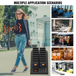 SucceBuy Restaurant Pager System Wireless Range Lineup Waiting Queue Signal Guest Customer Calling Beepers w/Vibration &Flashing