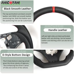 Full Leather Flat Bottom Steering Wheel For BMW E90 E91 E92 E93 E89 328i 335i 325i 2005-2012 Steering Wheel With Paddle Holes Red Top Stripe
