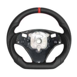 Full Leather Flat Bottom Steering Wheel For BMW E90 E91 E92 E93 E89 328i 335i 325i 2005-2012 Steering Wheel With Paddle Holes Red Top Stripe