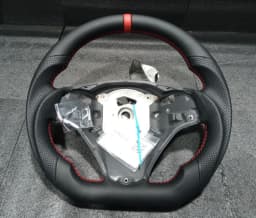 Full Leather Flat Bottom Steering Wheel For BMW E90 E91 E92 E93 E89 328i 335i 325i 2005-2012 Steering Wheel With Paddle Holes Red Top Stripe