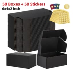 50pcs 6x4x2 Inches Small Shipping Boxes,Black Mailer Corrugated Cardboard Boxes for Shipping Packaging Mailing Products