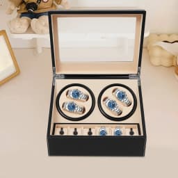 4+6 Brown/Black Watch Winder Automatic Rotation Leather Storage Watch Display Box Case Holder for Store Display, Home Decoration
