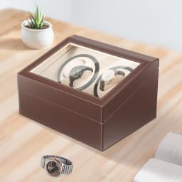 4+6 Brown/Black Watch Winder Automatic Rotation Leather Storage Watch Display Box Case Holder for Store Display, Home Decoration