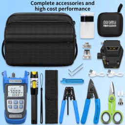 Fiber Optic Tool Kit With S-6C Fiber Cleaver Optical Power Meter(OPM) 15mw Visual Fault Locator(VFL) Fiber Stripper FTTH Tools