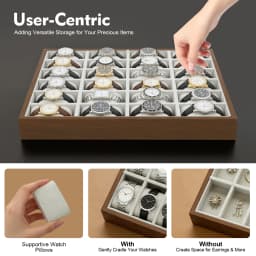 24 Slots Watch Box Organizer for Men Black Watch Holder Stand Display Storage Case