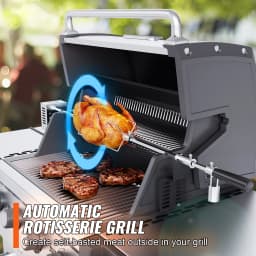 SucceBuy 39-56inch Universal Grill Rotisserie Kit for Grills Electric BBQ Grill w/Motor Stainless Steel Automatic Grilling Kit