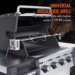 SucceBuy 39-56inch Universal Grill Rotisserie Kit for Grills Electric BBQ Grill w/Motor Stainless Steel Automatic Grilling Kit
