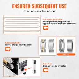 SucceBuy Automatic Horizontal Band Sealer Continuous Bag Band Sealing Machine with Count Function for 0.02-0.8 mm Plastic Bags