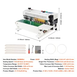 SucceBuy Automatic Horizontal Band Sealer Continuous Bag Band Sealing Machine with Count Function for 0.02-0.8 mm Plastic Bags