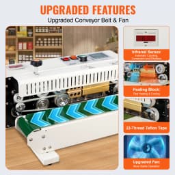 SucceBuy Automatic Horizontal Band Sealer Continuous Bag Band Sealing Machine with Count Function for 0.02-0.8 mm Plastic Bags