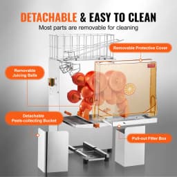 SucceBuy Commercial Orange Juicer Machine Automatic Juice Extractor Stainless Steel Orange Squeezer with Pull-Out Filter Box