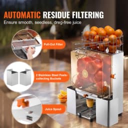 SucceBuy Commercial Orange Juicer Machine Automatic Juice Extractor Stainless Steel Orange Squeezer with Pull-Out Filter Box