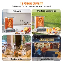 SucceBuy Shawarma Grill Machine 13lbs Chicken Shawarma Cooker Machine Electric Vertical Broiler Gyro Rotisserie Oven Doner Kebab