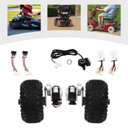 24V/250W 36V/350W Electric Scooter Conversion Kit 10" Dual Wheels Brush Gear Motor Drive Air Wheel w/Reverse Gear+Thumb Throttle