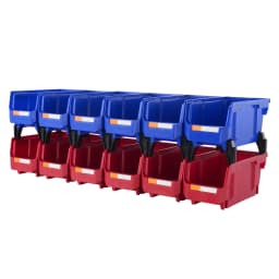 SucceBuy Parts Bin 12pcs 5x5x10in Blue/Red Stackable Plastic Garage Tool Storage Box Container Organizer Bin for Closet Garage