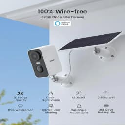 ieGeek 2K Telecamera di sicurezza solare senza fili all'aperto con visione notturna a colori, sistemi di telecamere CCTV a batte