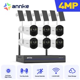 ANNKE 4MP Wireless Solar Camera 16CH NVR 4/6/8/12 PCS WiFi Camera Wireless PIR Night Vision 4MM WiFi Camera Solar Outdoor