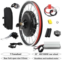 20" 48V 1000W Front/Rear Wheel Conversion Ki Powerful Hub Motor Kit with SW-810LED Display