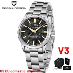 PAGANI DESIGN Men's 40mm Stainless Steel Quartz Watch, Blue Dial, Sapphire Crystal, VH31 Movement, 100m Water Resistant PD-1734